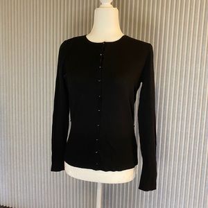 Harold’s Black Cardigan with Rhinestone Buttons